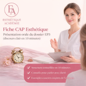 Fiche CAP Esthétique – Présentation orale du dossier EP3 (discours clair en 10 minutes)