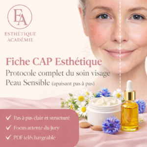 Fiche CAP Esthétique – Protocole complet du soin visage peau sensible, guide apaisant pas à pas Esthétique Académie